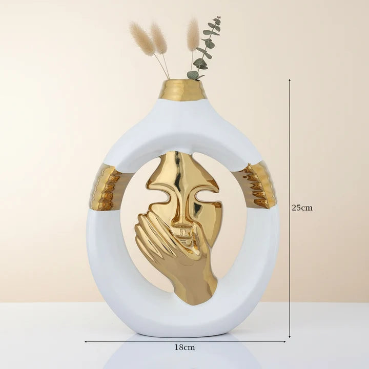 Abstract Face Ceramic Vase