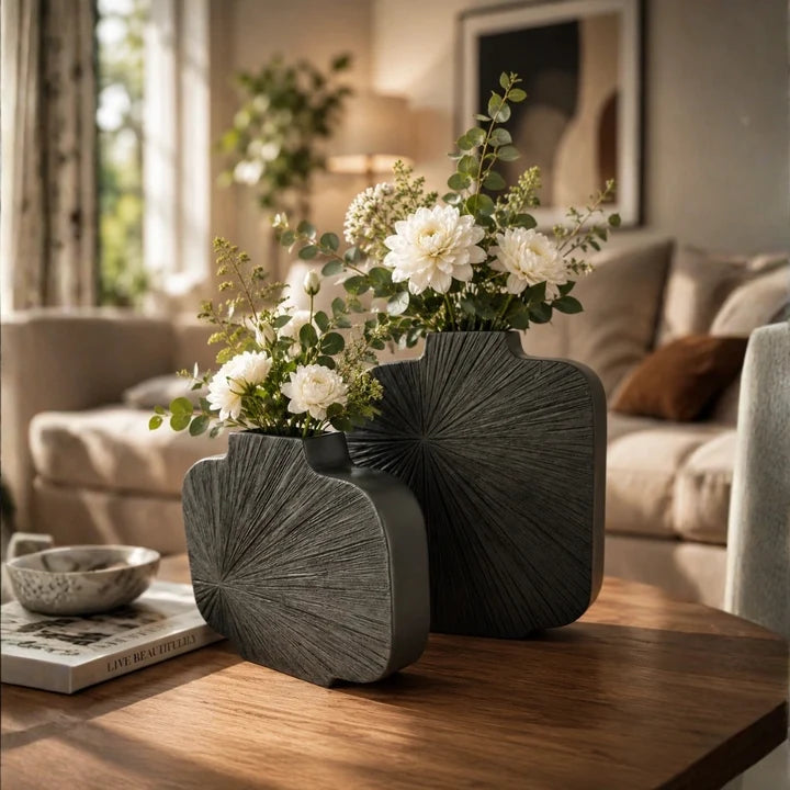Matte Brown Tabletop Flower Vases