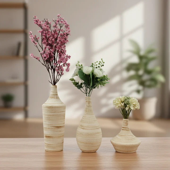 Modern Rustic Ceramic Mini Vase Set of 3