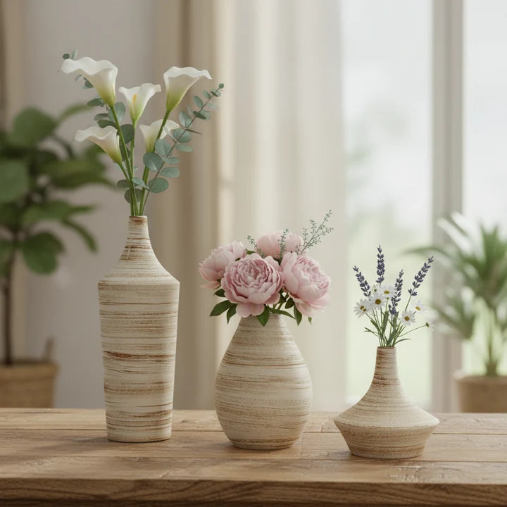 Modern Rustic Ceramic Mini Vase Set of 3