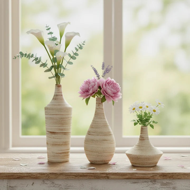 Modern Rustic Ceramic Mini Vase Set of 3