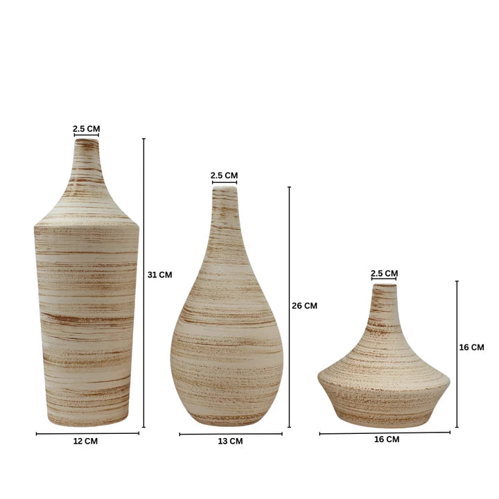 Modern Rustic Ceramic Mini Vase Set of 3
