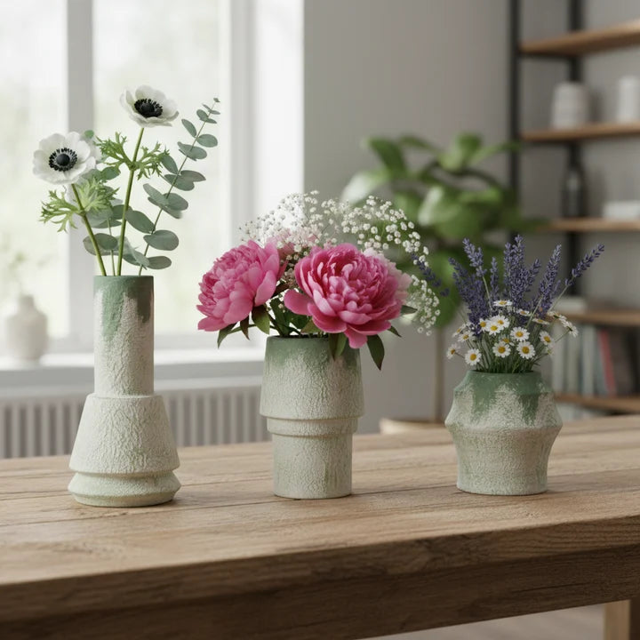 Modern Textured Ceramic Vase Set