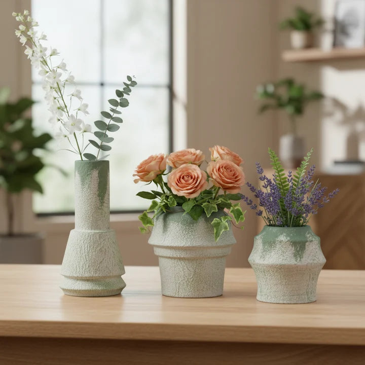 Modern Textured Ceramic Vase Set
