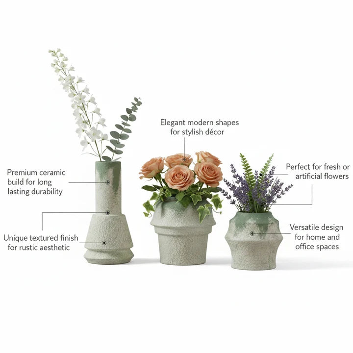 Modern Textured Ceramic Vase Set