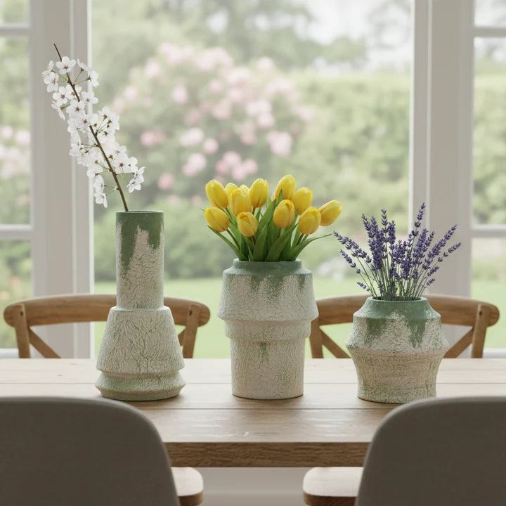 Modern Textured Ceramic Vase Set