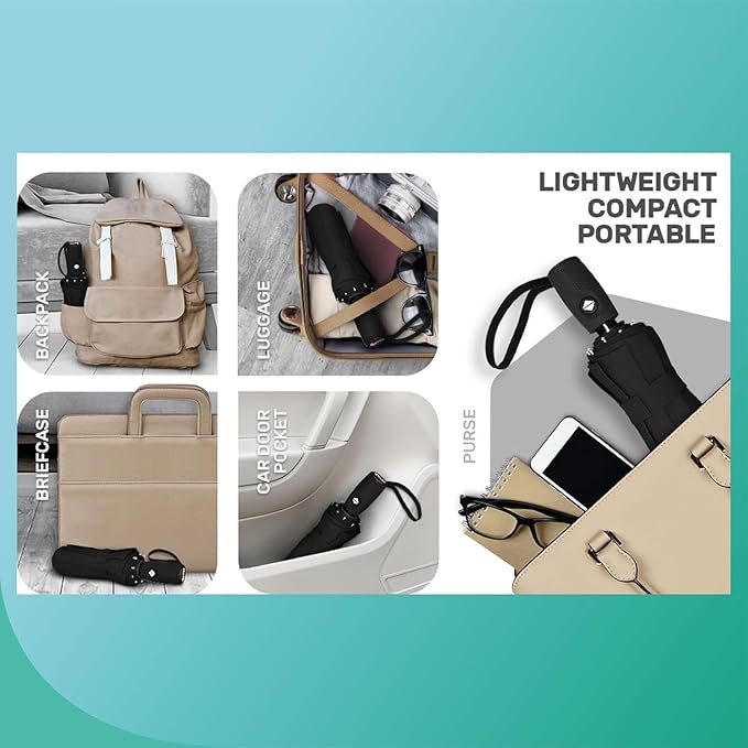 UV Umbrella for Sun & Rain – Auto Open/Close | Windproof | Travel-Friendly 3-Fold Design | SPF 50+ Coated | Big Canopy, Easy to Carry