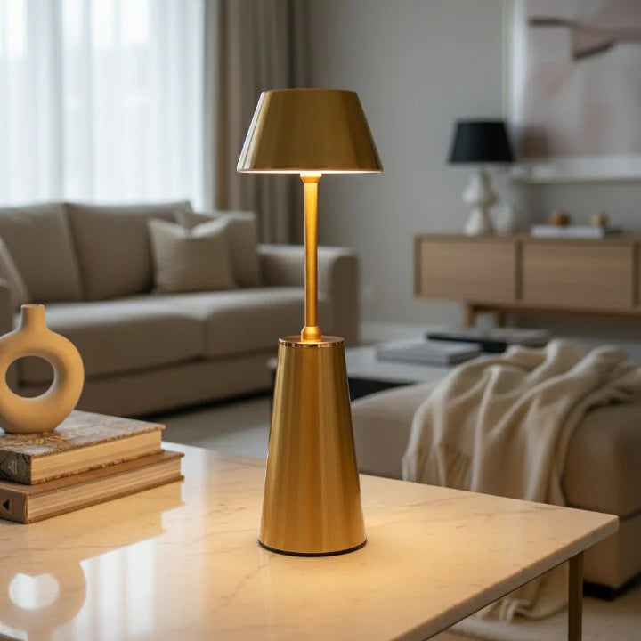 Luxury Gold Metallic Tap Lamp – Warm Ambient Touch Light