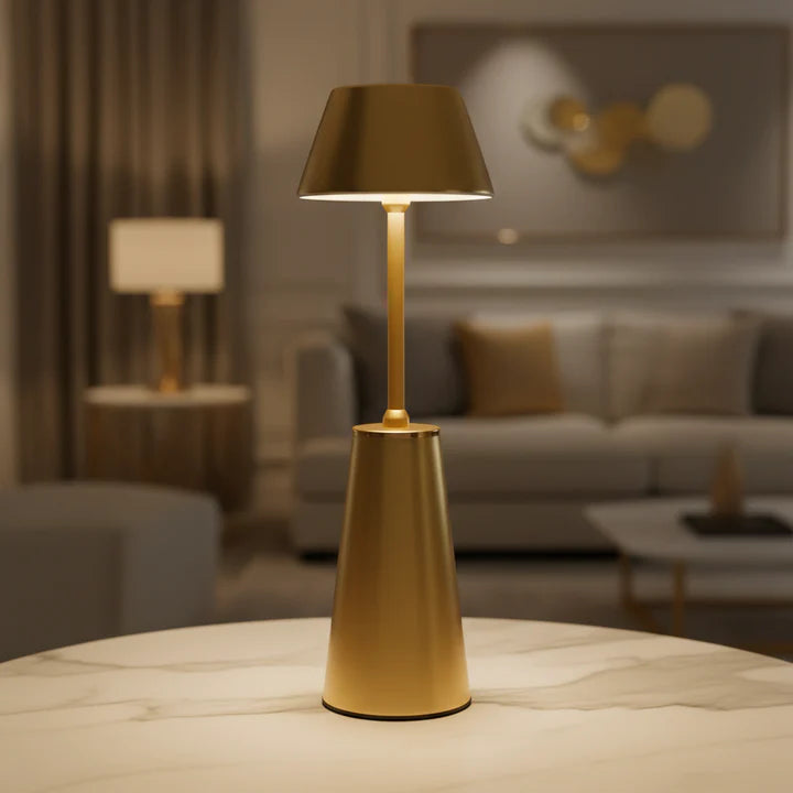 Luxury Gold Metallic Tap Lamp – Warm Ambient Touch Light