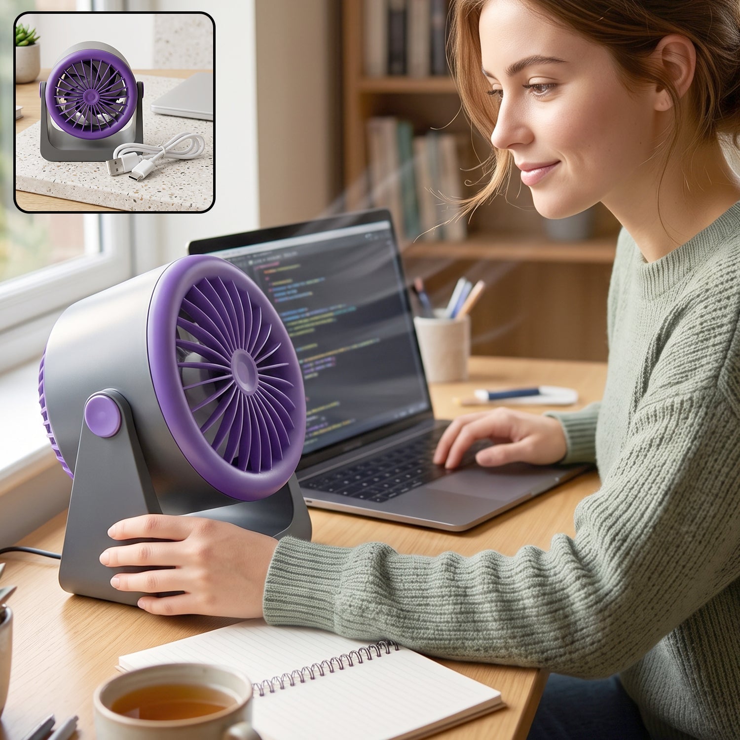 Personal Desktop Air Circulation Fan Portable Usb Desk Fan (1 Pc)