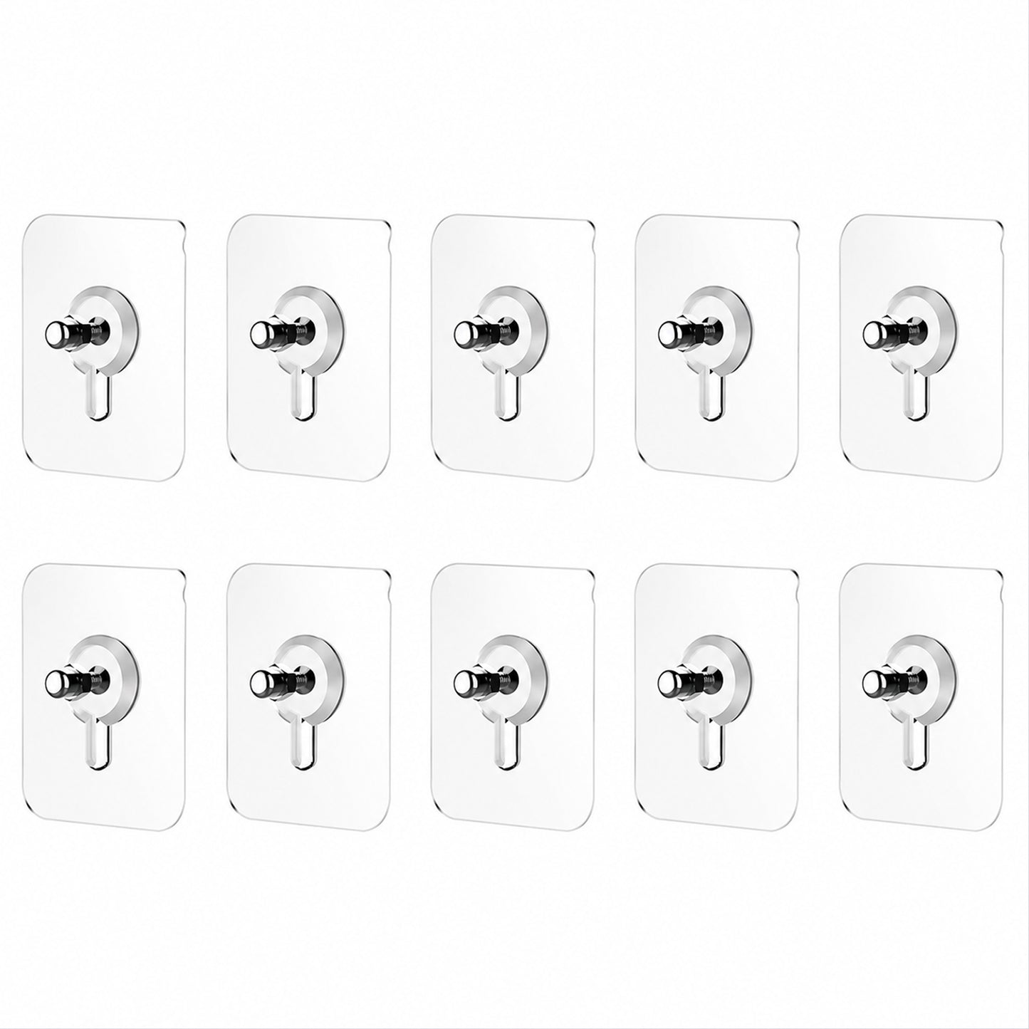 Adhesive Plastic Wall Hook Self Stick Hanger Strong Hold Storage (10 Pc)
