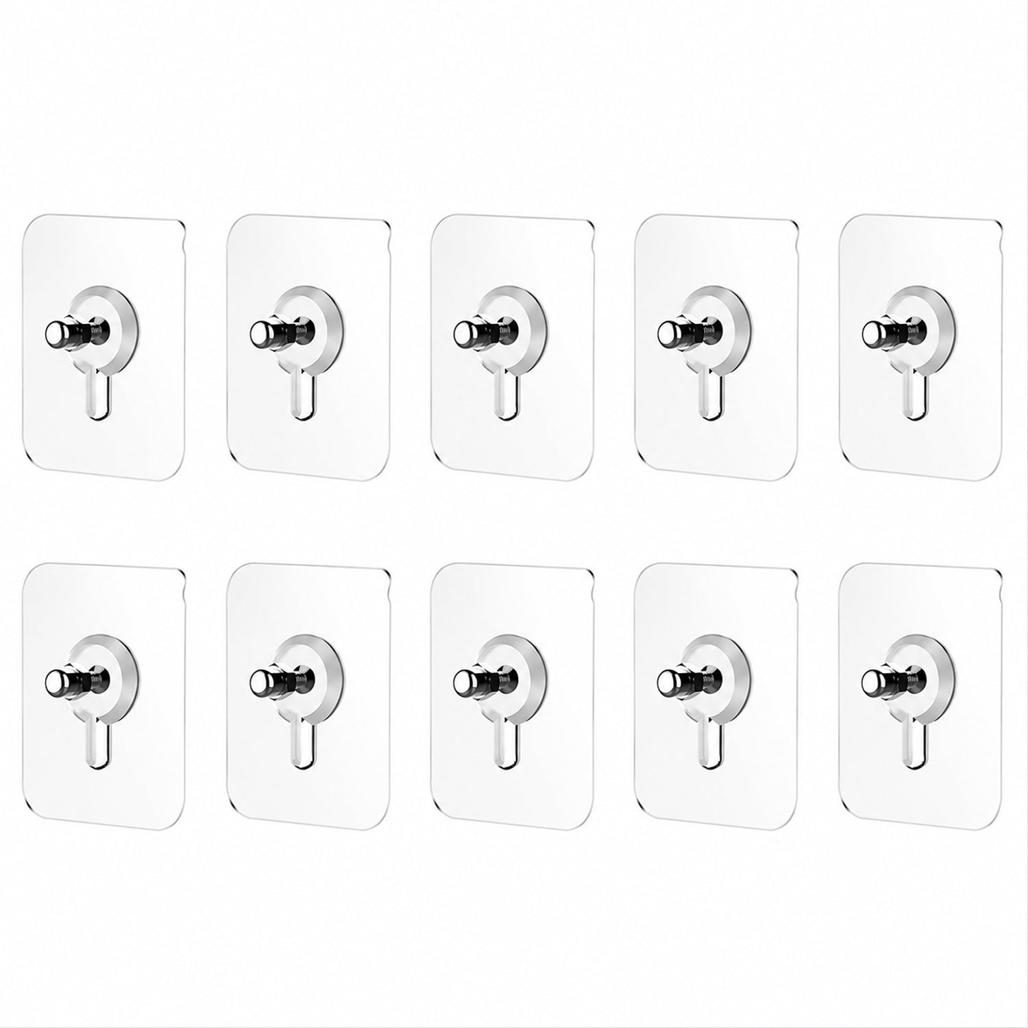 Adhesive Plastic Wall Hook Self Stick Hanger Strong Hold Storage (10 Pc)