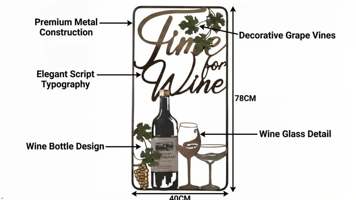 FC "Time for Wine" Metal Wall Art Décor